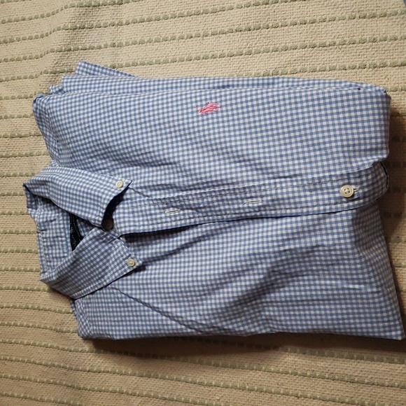 Ralph Lauren men's babyblue/white pink logo button down longsleeve large - Picture 1 of 8